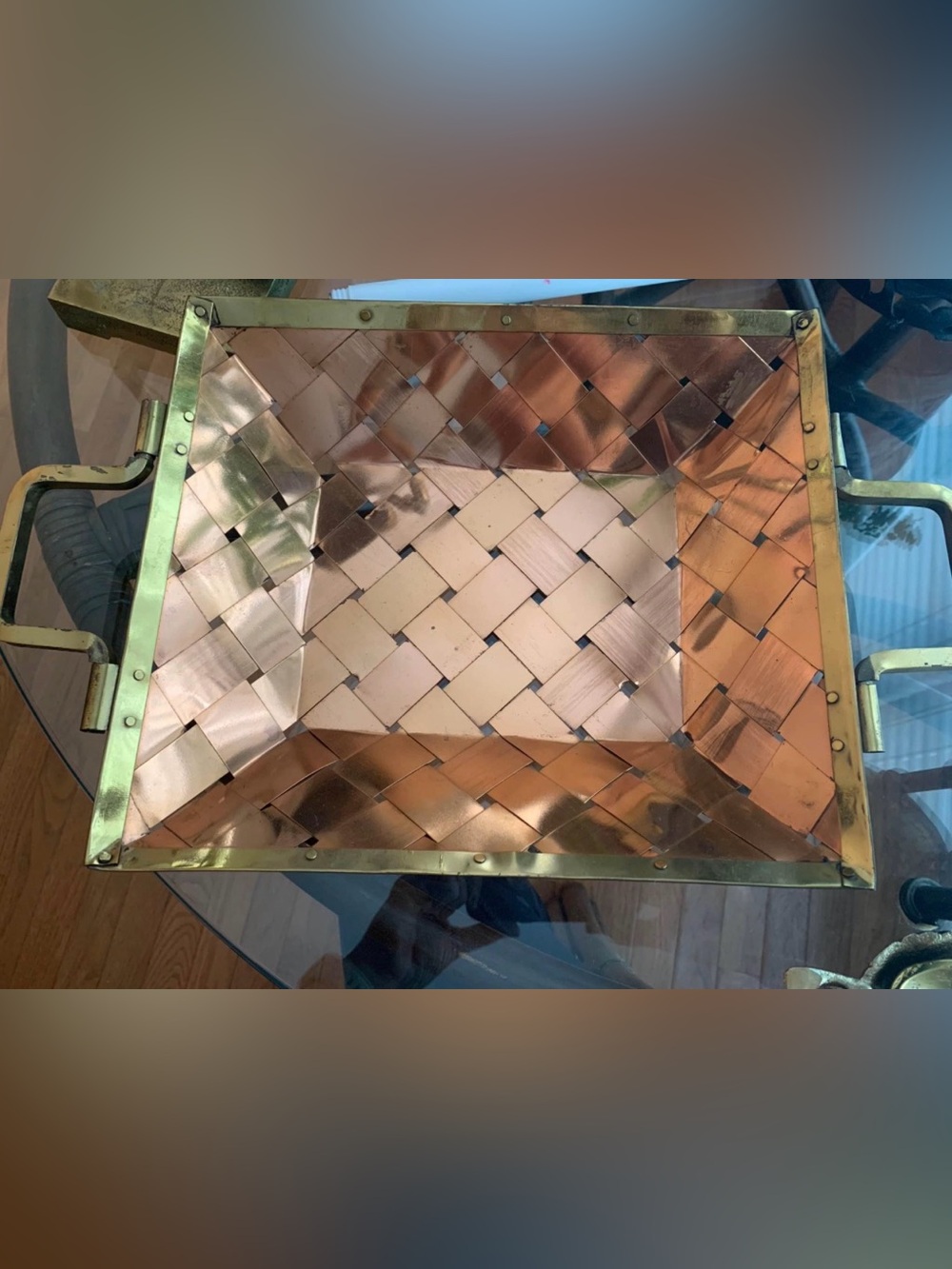 Woven Tray - copper and brass. Solid heavy piece